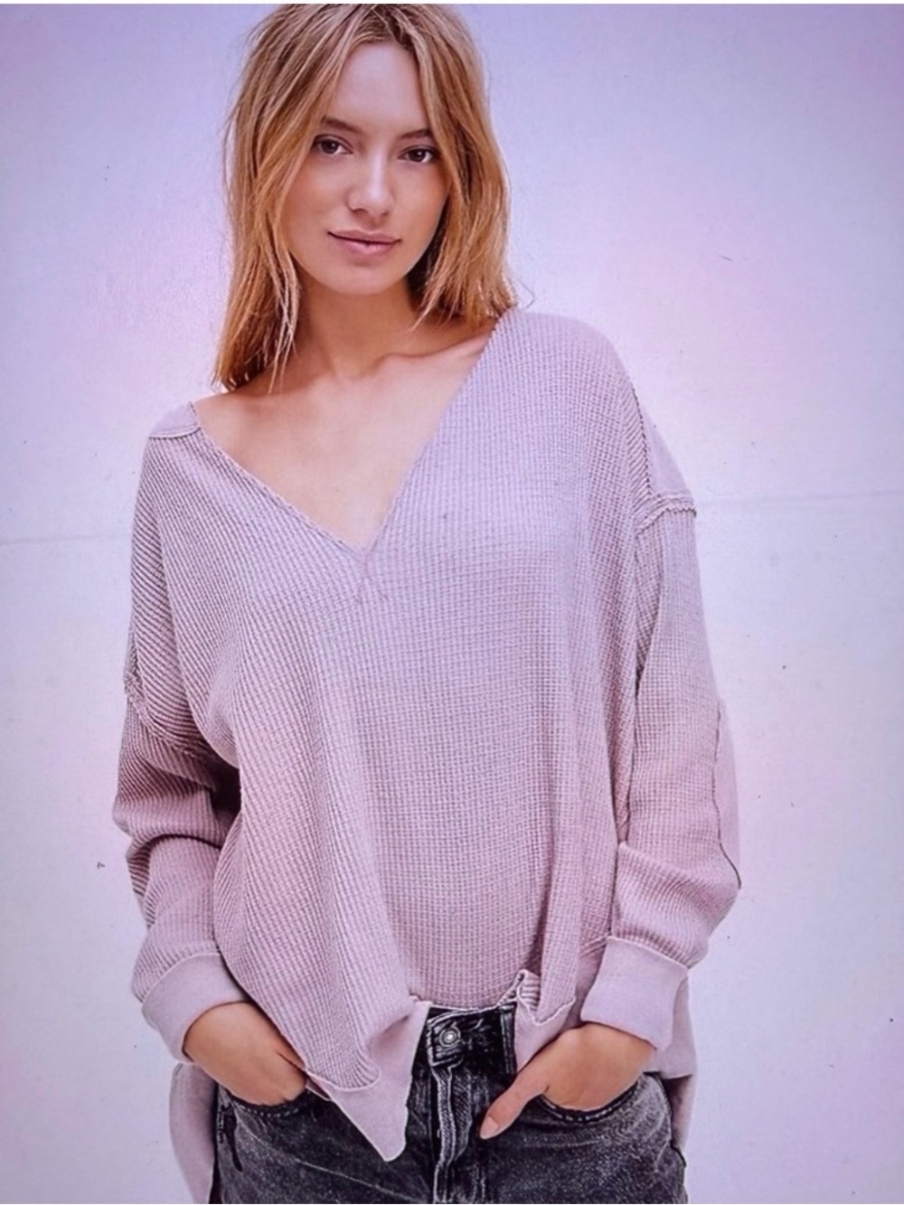 Free people We the Free Owen thermal. Size small. Oversized. Pinkish-Lavender.